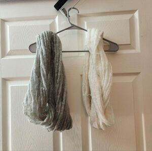 Cream and Gray Infinity Scarves